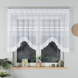 BASTIA - Firanka gotowa żakardowa z podcięciem na dole - 300x120 cm - kolor biały