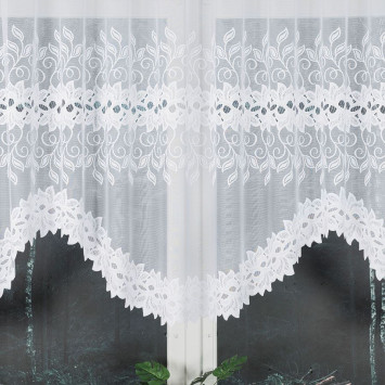 BASTIA - Firanka gotowa żakardowa z podcięciem na dole - 300x120 cm - kolor biały 2