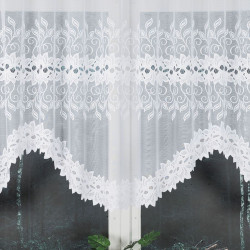 BASTIA - Firanka gotowa żakardowa z podcięciem na dole - 300x120 cm - kolor biały