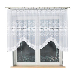 BASTIA - Firanka gotowa żakardowa z podcięciem na dole - 300x120 cm - kolor biały
