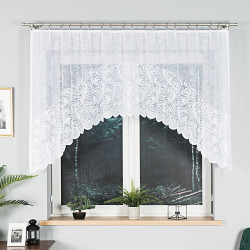 KINGA - Firanka gotowa żakardowa z podcięciem na dole - 250x120 cm - kolor biały