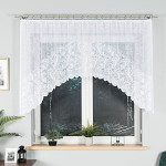 KINGA - Firanka gotowa żakardowa z podcięciem na dole - 250x120 cm - kolor biały