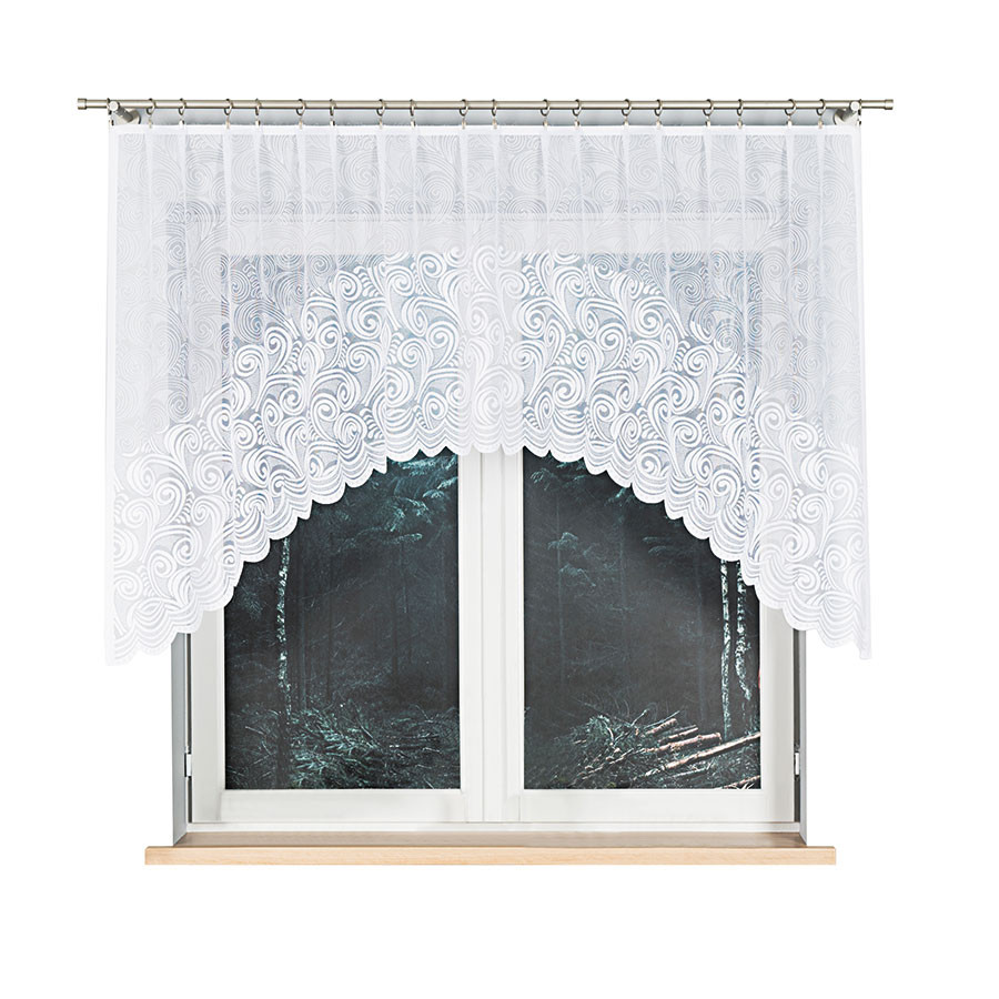 KINGA - Firanka gotowa żakardowa z podcięciem na dole - 250x120 cm - kolor biały