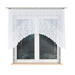 KINGA - Firanka gotowa żakardowa z podcięciem na dole - 250x120 cm - kolor biały