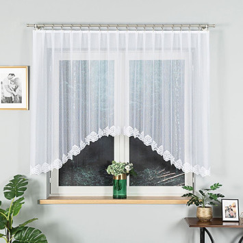 ŻAKLINA · firanka gotowa żakardowa · biała · wzór dołem z podcięciem · 300x140