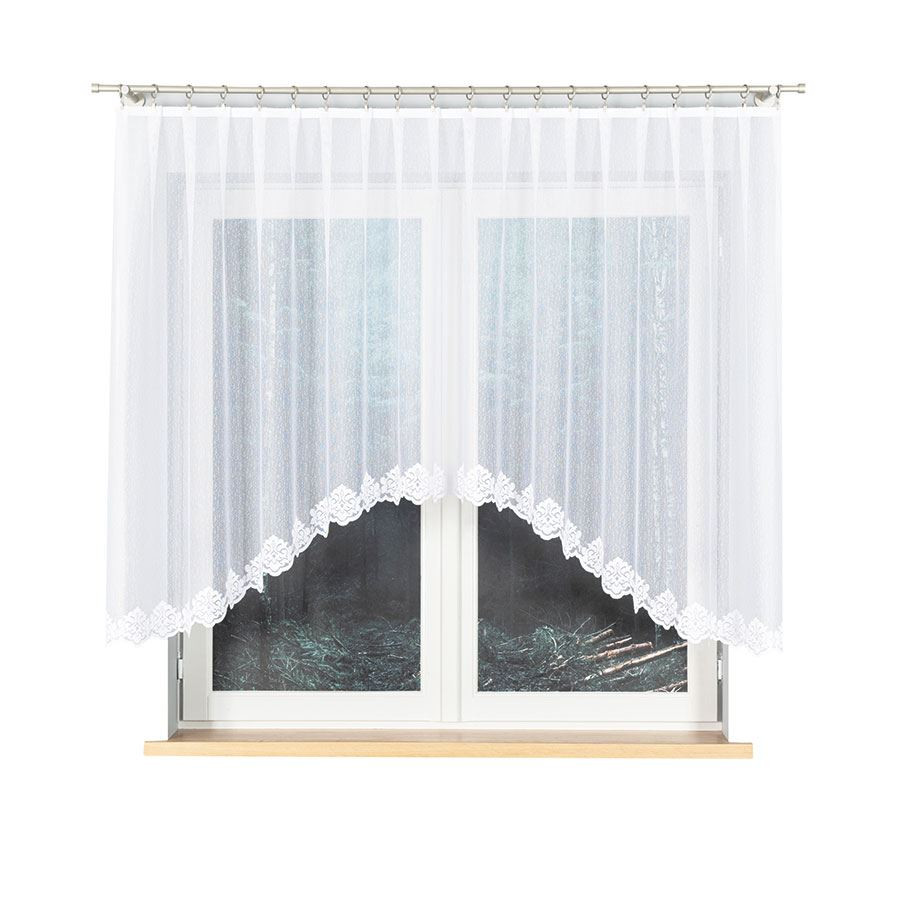 ŻAKLINA · firanka gotowa żakardowa · biała · wzór dołem z podcięciem · 300x140