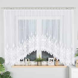 LUDMIŁA - Firanka gotowa żakardowa z podcięciem na dole - 400x160 cm - kolor biały
