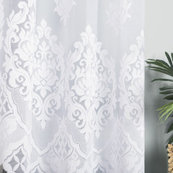 LUDMIŁA - Firanka gotowa żakardowa z podcięciem na dole - 400x160 cm - kolor biały
