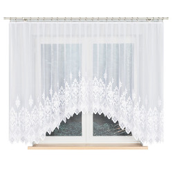 LUDMIŁA - Firanka gotowa żakardowa z podcięciem na dole - 400x160 cm - kolor biały