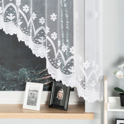 FLORENTYNA - Firanka gotowa żakardowa z podcięciem na dole - 330x140 cm - kolor biały