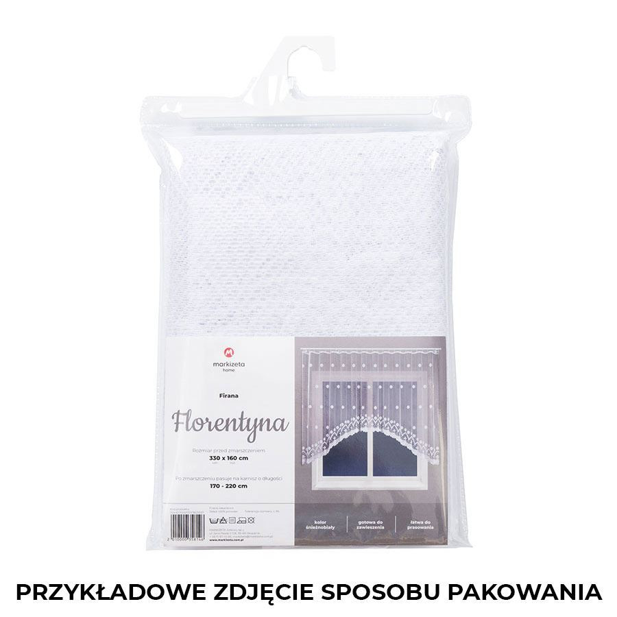 FLORENTYNA - Firanka gotowa żakardowa z podcięciem na dole - 330x140 cm - kolor biały