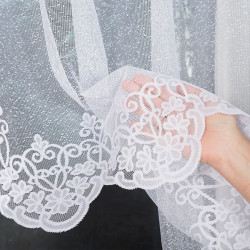 ŻANETA · firanka gotowa z podcięciem · biała · wzór dołem · 300x105 cm
