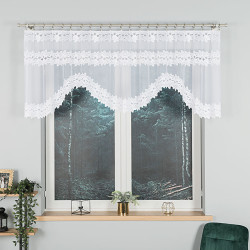BASTIA - Firanka gotowa żakardowa z podcięciem na dole - 230x80 cm - kolor biały