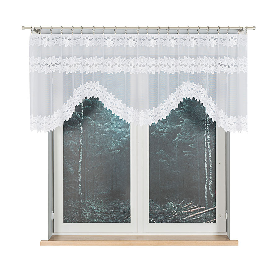 BASTIA - Firanka gotowa żakardowa z podcięciem na dole - 230x80 cm - kolor biały