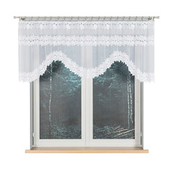 BASTIA - Firanka gotowa żakardowa z podcięciem na dole - 230x80 cm - kolor biały