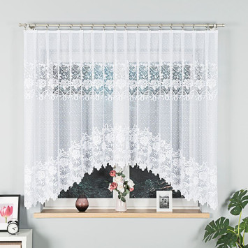 DEMETRIA - Firanka gotowa żakardowa z podcięciem na dole - 300x160 cm - kolor biały