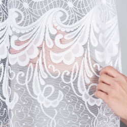 IWONA - Firanka gotowa żakardowa z podcięciem na dole - 500x160 cm - kolor biały
