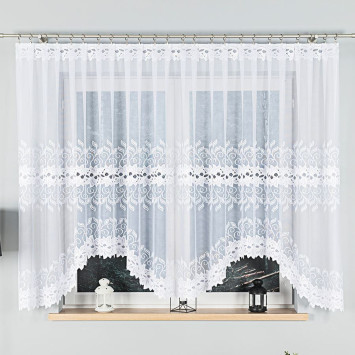 BASTIA · firanka gotowa · biała · klasyczny wzór roślinny · 400x160