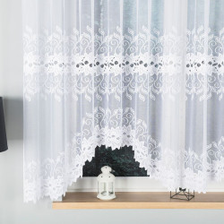BASTIA · firanka gotowa · biała · klasyczny wzór roślinny · 400x160