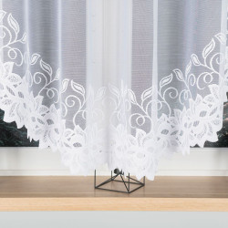 BASTIA · firanka gotowa · biała · klasyczny wzór roślinny · 400x160
