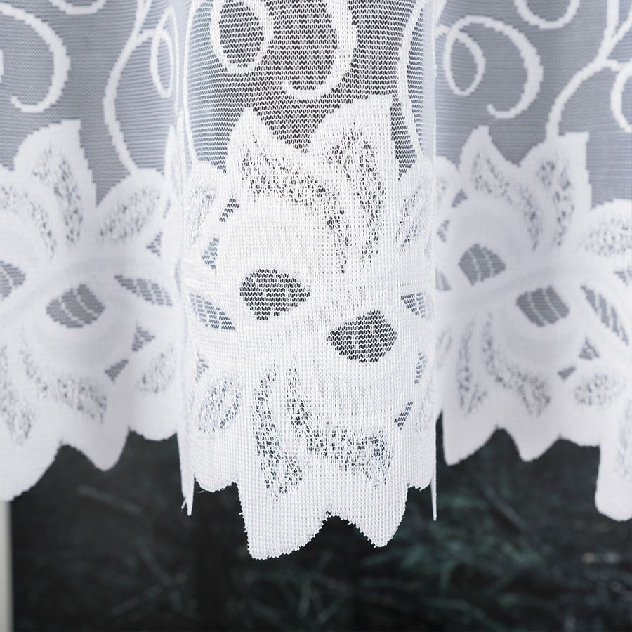 BASTIA · firanka gotowa · biała · klasyczny wzór roślinny · 400x160