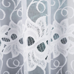 BASTIA · firanka gotowa · biała · klasyczny wzór roślinny · 400x160
