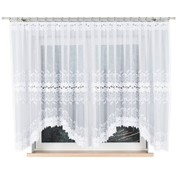 BASTIA · firanka gotowa · biała · klasyczny wzór roślinny · 400x160