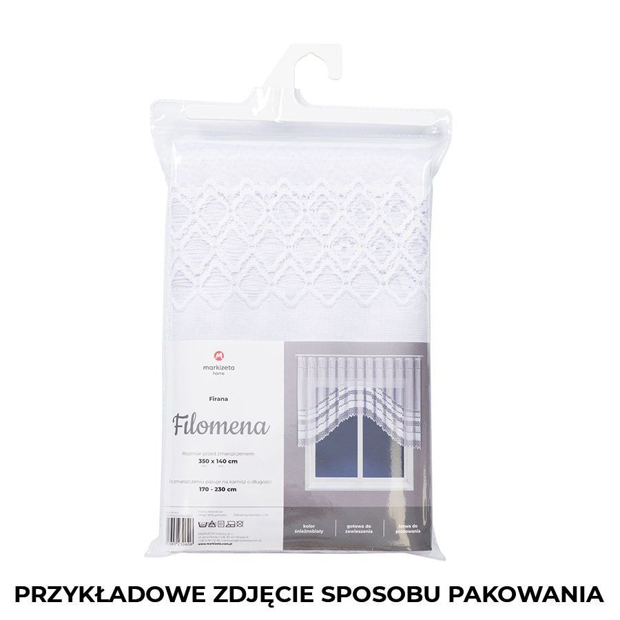 FILOMENA - Firanka gotowa żakardowa z podcięciem na dole - 270x120 cm - kolor biały