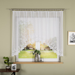 FAUSTYNA · Firanka gotowa żakardowa z podcięciem na dole · 250x140 cm · kolor biały