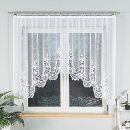 BERENIKA - Firanka gotowa żakardowa z podcięciem na dole - 330x140 cm - kolor biały