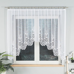BERENIKA - Firanka gotowa żakardowa z podcięciem na dole - 330x140 cm - kolor biały