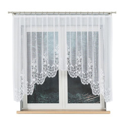 BERENIKA - Firanka gotowa żakardowa z podcięciem na dole - 330x140 cm - kolor biały