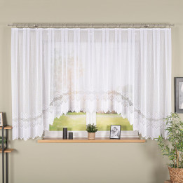 MODESTA - Firanka gotowa żakardowa z podcięciem na dole - 400x160 cm - kolor biały