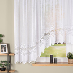 MODESTA - Firanka gotowa żakardowa z podcięciem na dole - 400x160 cm - kolor biały