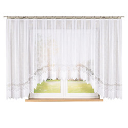 MODESTA - Firanka gotowa żakardowa z podcięciem na dole - 400x160 cm - kolor biały