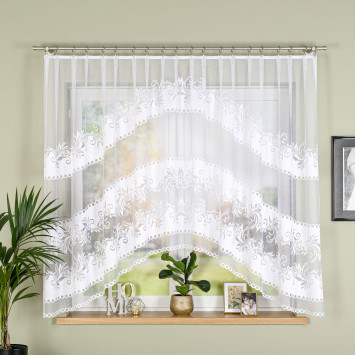 SŁAWOMIRA · firanka gotowa · biała · klasyczny wzór z podcięciem · 300x160