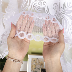 SŁAWOMIRA · firanka gotowa · biała · klasyczny wzór z podcięciem · 300x160