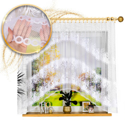 SŁAWOMIRA · firanka gotowa · biała · klasyczny wzór z podcięciem · 300x160