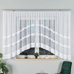 WIKTORIA - Firanka gotowa żakardowa z podcięciem na dole - 500x160 cm - kolor biały