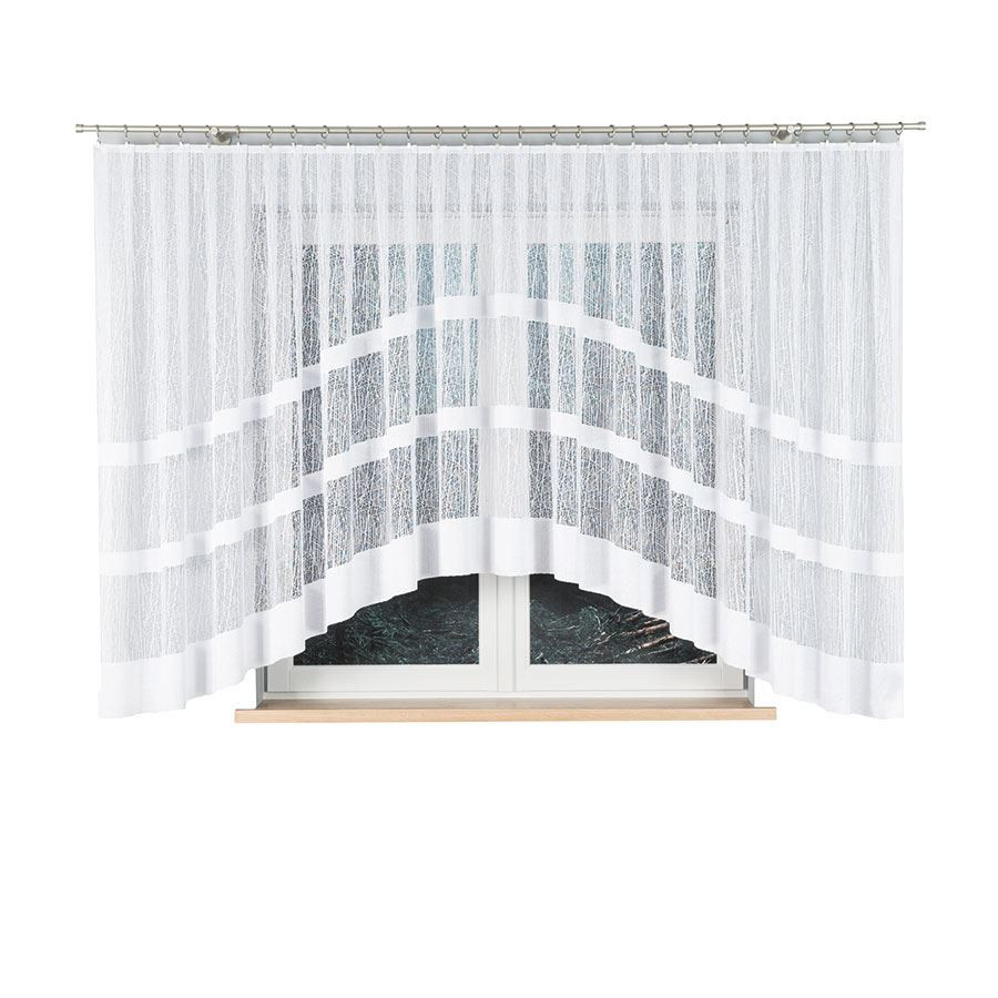 WIKTORIA - Firanka gotowa żakardowa z podcięciem na dole - 500x160 cm - kolor biały