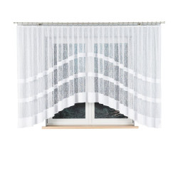 WIKTORIA - Firanka gotowa żakardowa z podcięciem na dole - 500x160 cm - kolor biały