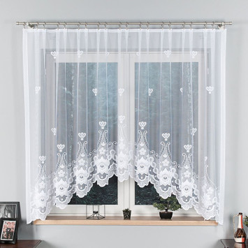 MATYLDA - Firanka gotowa żakardowa z podcięciem na dole - 310x160 cm - kolor biały