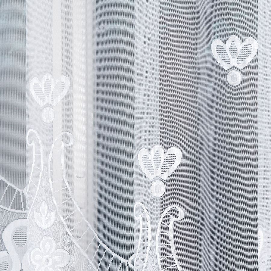 MATYLDA - Firanka gotowa żakardowa z podcięciem na dole - 310x160 cm - kolor biały