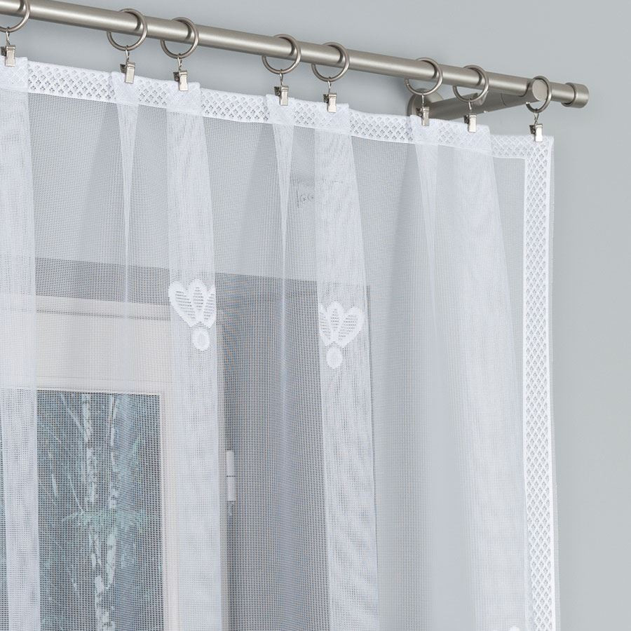 MATYLDA - Firanka gotowa żakardowa z podcięciem na dole - 310x160 cm - kolor biały