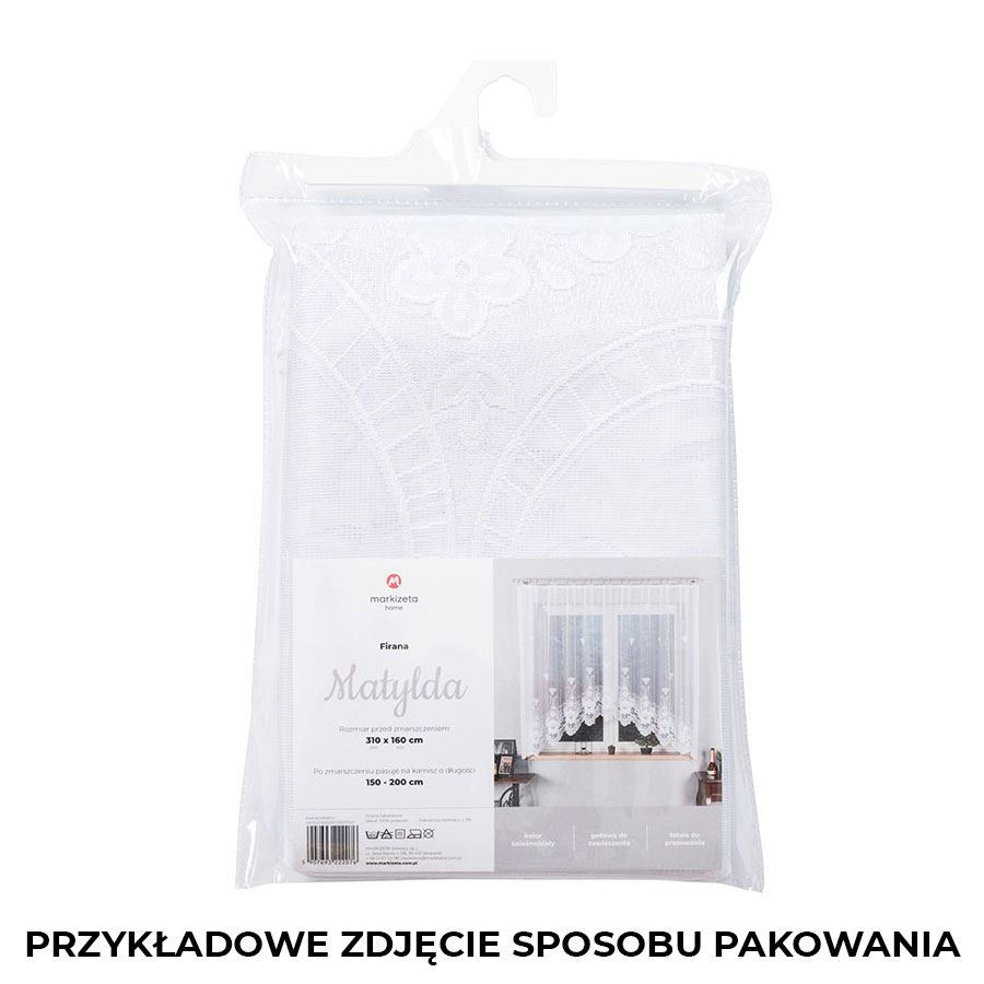MATYLDA - Firanka gotowa żakardowa z podcięciem na dole - 310x160 cm - kolor biały