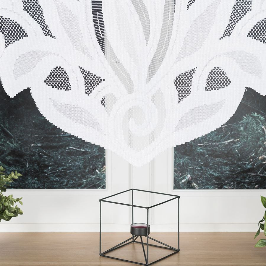 POLA · firanka gotowa · biała · klasyczny wzór z wycinanym dołem · 400x160