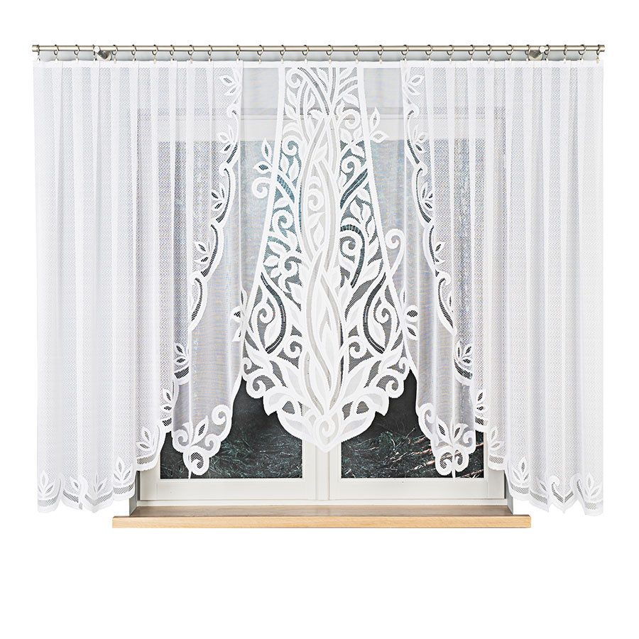 POLA · firanka gotowa · biała · klasyczny wzór z wycinanym dołem · 400x160