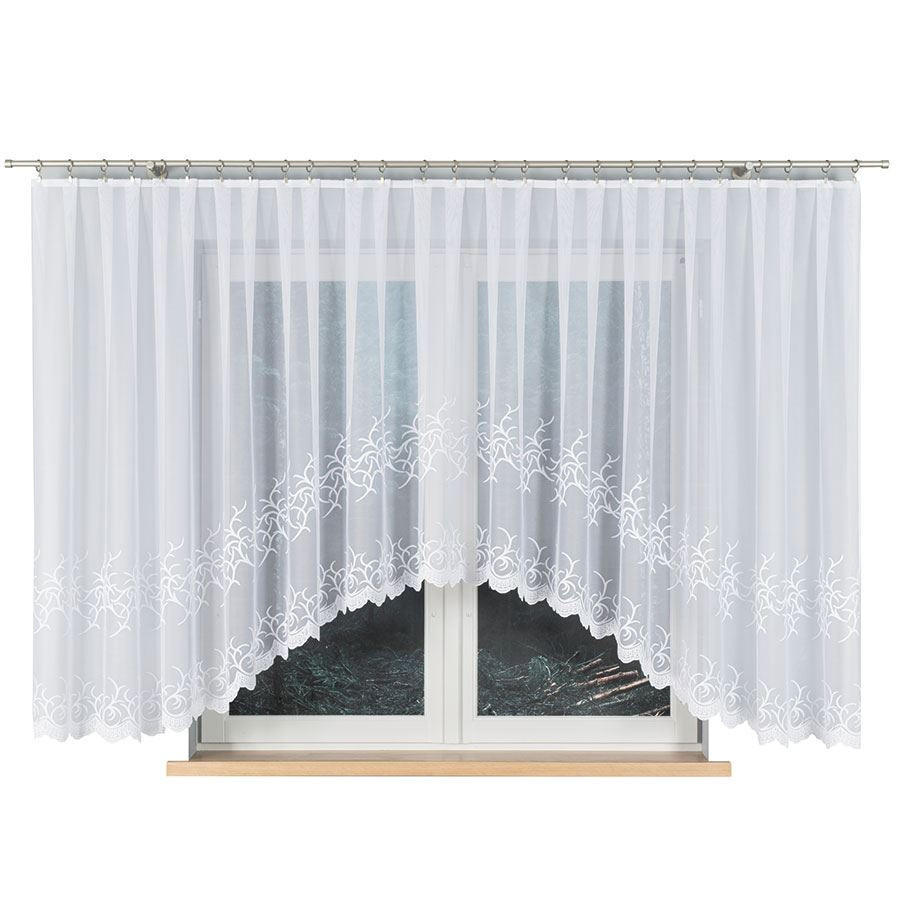BAKARO - Firanka gotowa żakardowa z podcięciem na dole - 520x160 cm - kolor biały