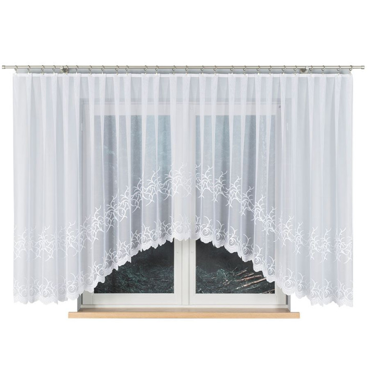 BAKARO - Firanka gotowa żakardowa z podcięciem na dole - 520x160 cm - kolor biały
