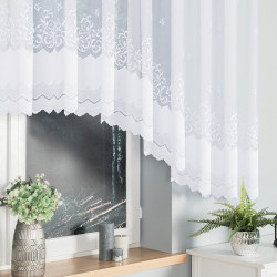GENOWEFA - Firanka gotowa żakardowa z podcięciem na dole - 450x140 cm - kolor biały